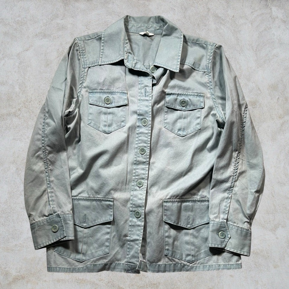 L.L Bean Jacket Womens 16 Green Chore Barn Utility Canvas Casual 4 Pocket Work